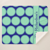 Personalisierte Navy-Mint-Polka-Dot-Pattern-Modern Sherpadecke (Vorderseite (Horizontal))