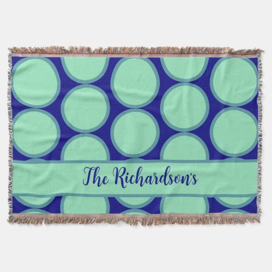 Personalisierte Navy-Mint-Polka-Punkt-Muster-Moder Decke (Vorderseite)
