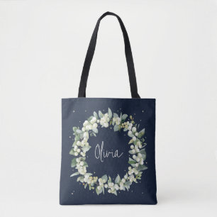 Personalisierte Navy-Schneebeere+Eukalyptus-Hochze Tasche