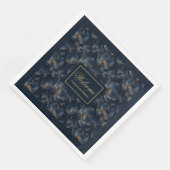 Personalisierte Navy-Servietten Chic Gold Blumen G Serviette (Ecke)