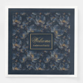 Personalisierte Navy-Servietten Chic Gold Blumen G Serviette (Vorderseite)