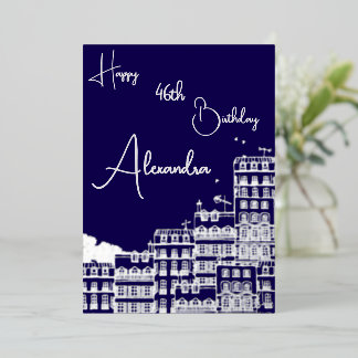 Personalisierte Navy & Silber Geburtstagskarte mit Folieneinladung