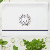 Personalisierte Navy Tan Anchor Logo Küchentuch (Gefaltet)