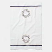 Personalisierte Navy Tan Anchor Logo Küchentuch (Vertikal)