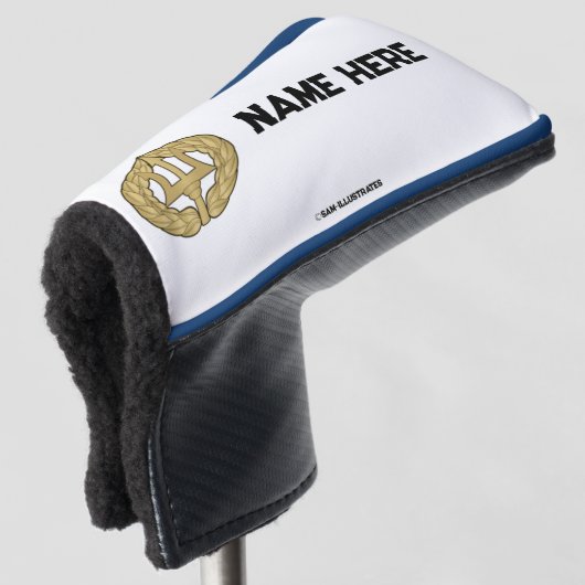 Personalisierte Navy Themed Golf Putter Abdeckung Headcover (3/4 Vorderseite)