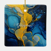 Personalisierte Navy und Gold Alcohol Incidents Ar Keramikornament (Rückseite)