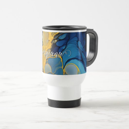 Personalisierte Navy und Gold Alcohol Incidents Ar Reisebecher (VorderseiteRechts)