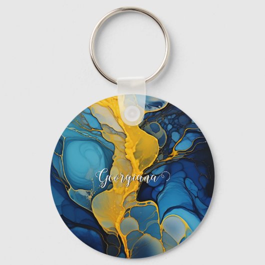 Personalisierte Navy und Gold Alcohol Incidents Ar Schlüsselanhänger (Vorderseite)