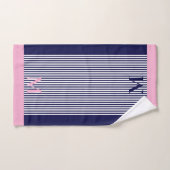 Personalisierte Navy- und hellrosa nautische Ästhe Badhandtuch Set (Handtuch)