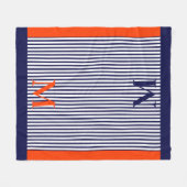Personalisierte Navy und Orange Nautic Ästhetik Fleecedecke (Vorderseite (Horizontal))