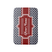 Personalisierte Navy und Red Quatrefoil Badematte (Vorderseite Vertikal)