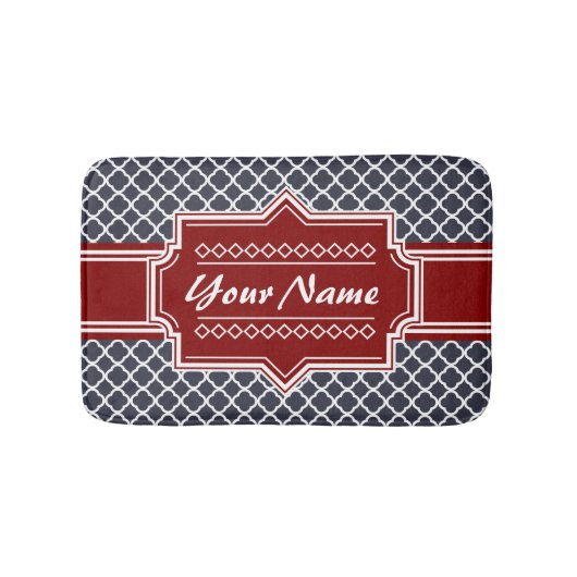 Personalisierte Navy und Red Quatrefoil Badematte (Vorderseite)