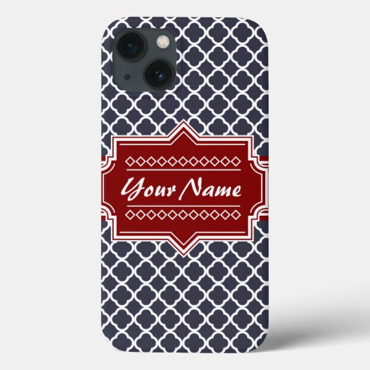 Personalisierte Navy und Red Quatrefoil Case-Mate iPhone Hülle (Rückseite)