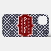 Personalisierte Navy und Red Quatrefoil Case-Mate iPhone Hülle (Rückseite (Horizontal))