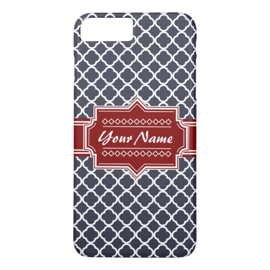 Personalisierte Navy und Red Quatrefoil Case-Mate iPhone Hülle (Rückseite)