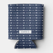 Personalisierte Navy- und Weißpfeile Dosenkühler (Vorderseite)