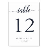 Personalisierte Navy- und White-Tischnummer-Karte Tischnummer (Rückseite)