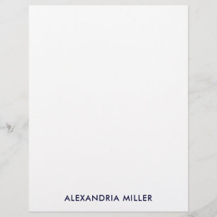 Personalisierte Navy White Minimalistisch Statione Briefbogen