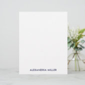 Personalisierte Navy White Minimalistisch Statione Briefbogen (Stehend Vorderseite)