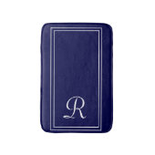 Personalisierte Navy White Strip Monogram Bath Mat Badematte (Vorderseite Vertikal)