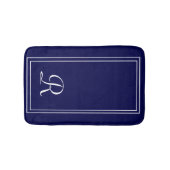 Personalisierte Navy White Strip Monogram Bath Mat Badematte (Vorderseite)
