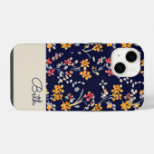 Personalisierte Navy Yellow Wildblume iPhone Hülle (Rückseite (Horizontal))