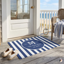 Personalisierte navyblaue gestreifte Monogramm-Str