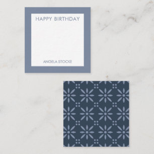 Personalisierte Navyblaue Retro-Blume Mitteilungskarte