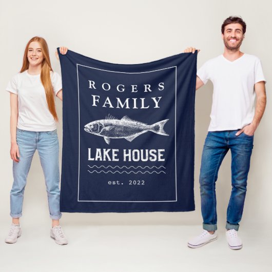 Personalisierte navyblaue rustikale Fleece-Decke Fleecedecke (Beispiel)