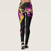 Personalisierte Neon Butterfly Floral Leggings (Rückseite)