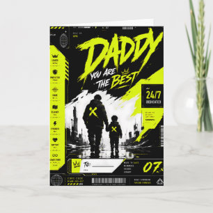 Personalisierte Neon-Cyberpunk-Vatertagskarte Karte