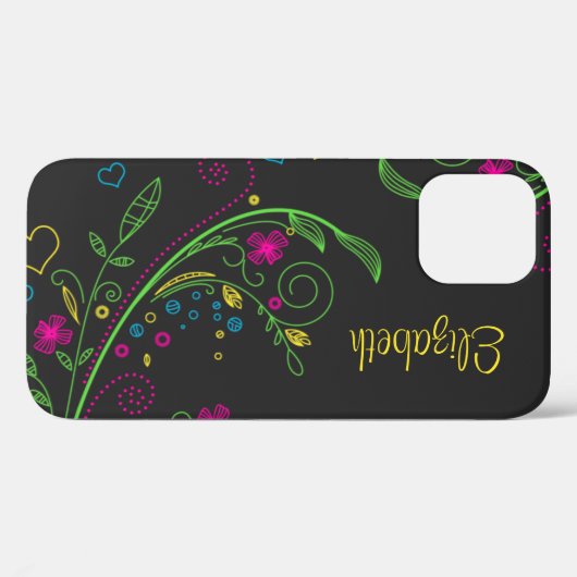 Personalisierte Neon Floral Blume Case-Mate iPhone Hülle (Rückseite (Horizontal))