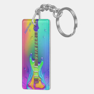 Personalisierte Neon-Gitarre Musikliebhaber Schlüsselanhänger