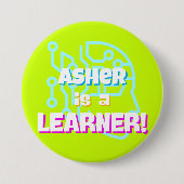 Personalisierte Neon Green Blue Learning Affirmati Button (Vorderseite)