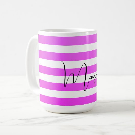 Personalisierte Neon Lila Farbstreifen Kaffeetasse (Vorderseite Links)