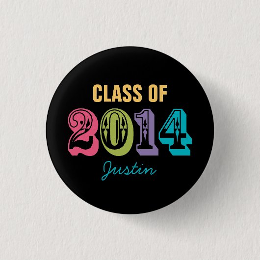 Personalisierte Neontypographie-Klasse von 2014 Button (Vorderseite)
