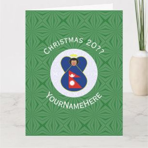Personalisierte nepalesische Engel-Weihnachtsflagg Karte