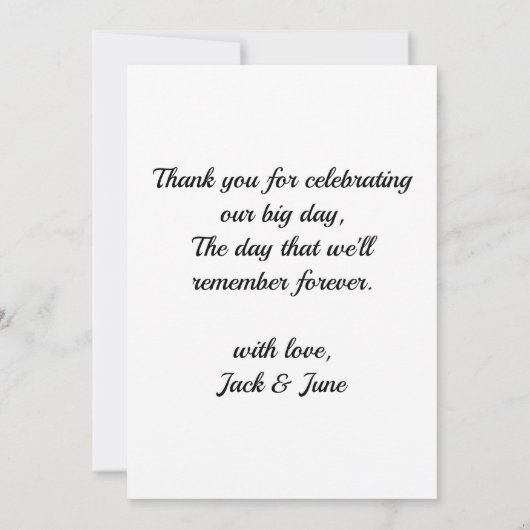 Personalisierte neu verheiratete Foto Song Playlis Dankeskarte (Rückseite)