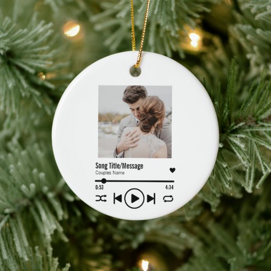 Personalisierte neu verheiratete Foto Song Playlis Keramik Ornament (Baum)