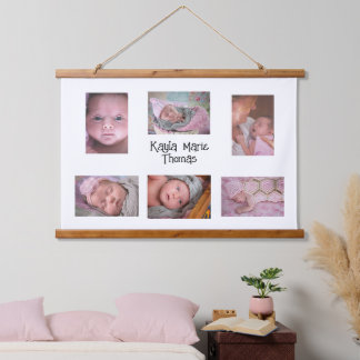 Personalisierte neue Baby-Fotos Wandteppich Mit Holzrahmen