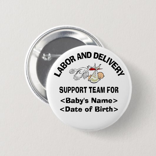 Personalisierte neue Baby-Stützteam-Knöpfe Button (Vorne & Hinten)