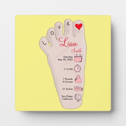 Personalisierte neue Babygeschenke - Geburtsstunde Fotoplatte (Vorderseite)