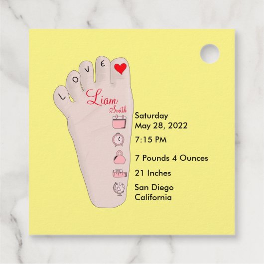 Personalisierte neue Babygeschenke - Geburtsstunde Geschenkanhänger (Rückseite)