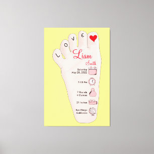 Personalisierte neue Babygeschenke - Geburtsstunde Leinwanddruck