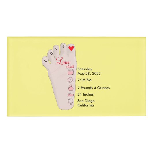 Personalisierte neue Babygeschenke - Geburtsstunde Namenschild (Vorderseite)