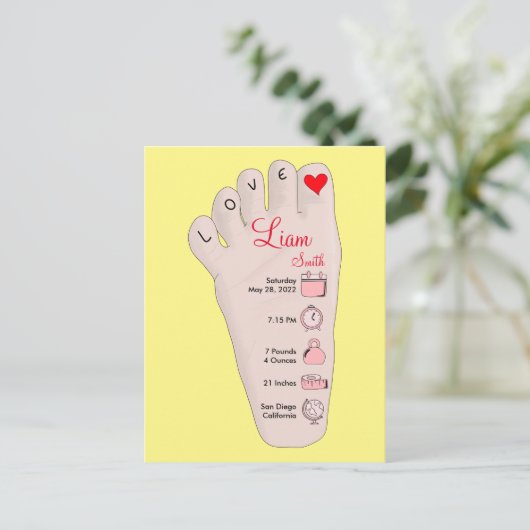 Personalisierte neue Babygeschenke - Geburtsstunde Postkarte (Stehend Vorderseite)