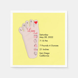 Personalisierte neue Babygeschenke - Geburtsstunde Serviette