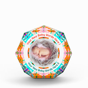 Personalisierte neue Babypartys Rosa Orange Fun-Ge Fotoblock