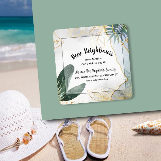 Personalisierte neue Einführungskarte für die Nach Quadratischer Aufkleber