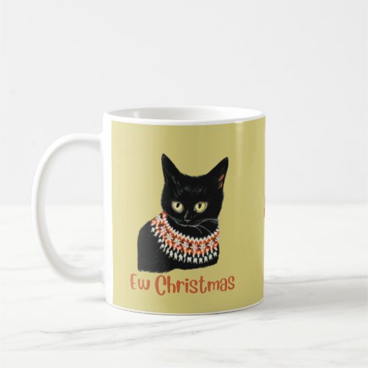 Personalisierte neue Weihnachtskatze Ugly Sweater Kaffeetasse (Links)